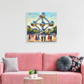 Brüssel Atomium Ikonisches Monument Gespannte Lein Leinwanddruck (Insitu (Wohnzimmer))