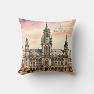 Brüssel Belgien Aquarell Grand Palace Kissen