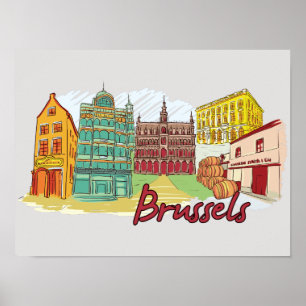 Brüssel, Belgien - Bekannte Stadt Poster
