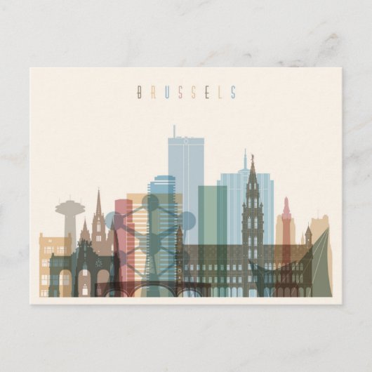 Brüssel, Belgien | City Skyline Postkarte (Vorderseite)