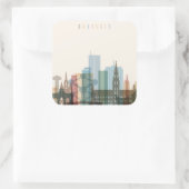 Brüssel, Belgien | City Skyline Quadratischer Aufkleber (Tasche)