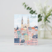 Brüssel Belgien Gouache Paint Illustration Travel Postkarte (Stehend Vorderseite)