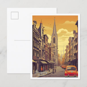 Brüssel Belgien Kunst Vintage Reise Illustration Postkarte