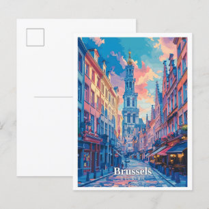 Brüssel Belgien Kunst Vintage Reise  Postkarte