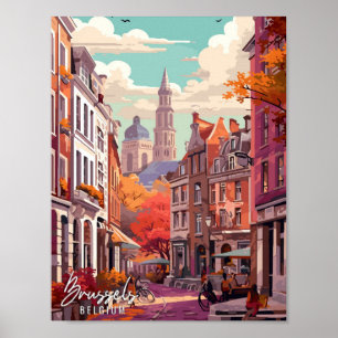 Brüssel Belgien Kunst Vintage-Reiseillustration Poster