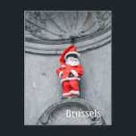 Brüssel Belgien Manneken Pis Foto  Postkarte<br><div class="desc">Brüssel Belgien Postkarte. Der berühmte Manneken Pis verkleidet als Weihnachtsmann.</div>