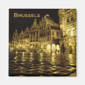 Brüssel Belgien Nachtzeit Souvenir Kühlschrankmagn Magnet (Vorne)