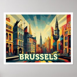 Brüssel Belgien Reisen künstlerisch bunt Poster