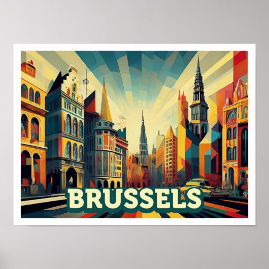 Brüssel Belgien Reisen künstlerisch bunt Poster (Vorne)
