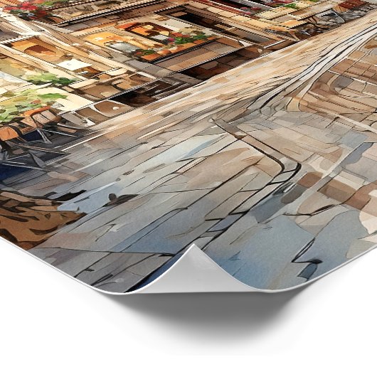 Brüssel Belgien Reisen Wasserfarben Kunst drucken Poster (Ecke)