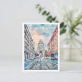 Brüssel Belgien Reiseziel Wasserfarben Postkarte (Stehend Vorderseite)