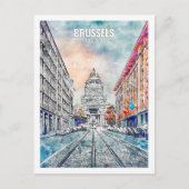 Brüssel Belgien Reiseziel Wasserfarben Postkarte (Vorderseite)