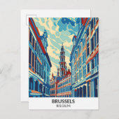 Brüssel Belgien Retro Artwork Travel Postkarte (Vorne/Hinten)