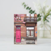 Brüssel Belgien rosa Türen Postkarte (Stehend Vorderseite)