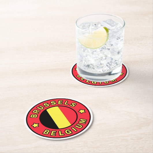 Brüssel Belgien Runder Pappuntersetzer (Vor Ort)
