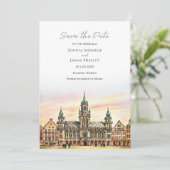 Brüssel Belgien Save the Date Hochzeit in Urlaubso (Stehend Vorderseite)
