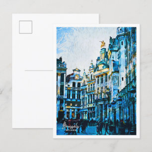 Brüssel Belgien Schönes Ölbild Stadt Postkarte