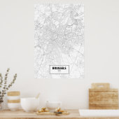 Brüssel, Belgien (schwarz auf weiß) Poster (Küche)