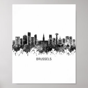 Brüssel Belgien Skyline BW Poster