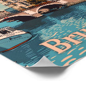 Brüssel Belgien Vintag Retro Travel Illustration Poster (Ecke)