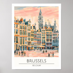 Brüssel Belgien Vintage Kunst Illustration Reise Poster