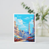 Brüssel Belgien Vintage Reise Illustration Postkarte (Stehend Vorderseite)