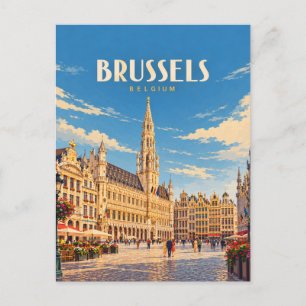 Brüssel Belgien Vintage Reise Kunst Postkarte