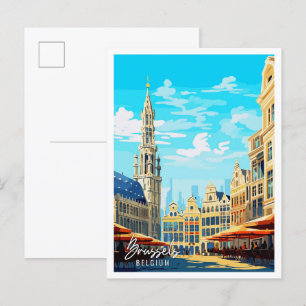Brüssel Belgien Vintage-Reiseillustration Postkarte