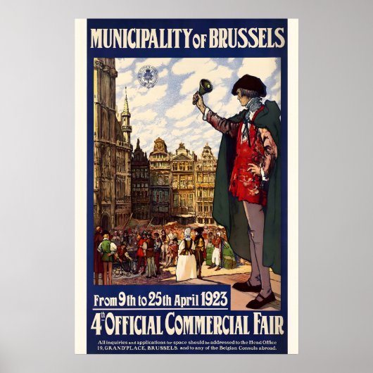 Brüssel Belgien Vintage-Reiseposter Poster (Vorne)