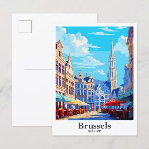 Brüssel Belgien Vintage Travel Illustration Postkarte