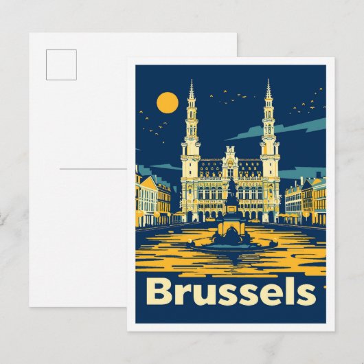 Brüssel Belgien Vintage Travel Illustration Postkarte (Vorne/Hinten)
