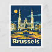 Brüssel Belgien Vintage Travel Illustration Postkarte (Vorderseite)