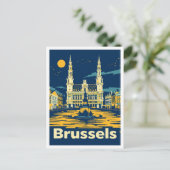 Brüssel Belgien Vintage Travel Illustration Postkarte (Stehend Vorderseite)