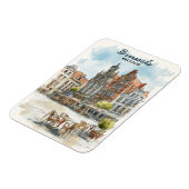 Brüssel Belgien - Vintages Wasserfarbenbild Stadt Magnet (Linke Seite)