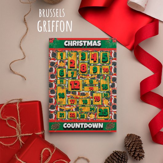 Brüssel Dog Countdown Weihnachtskalender Feiertagskarte