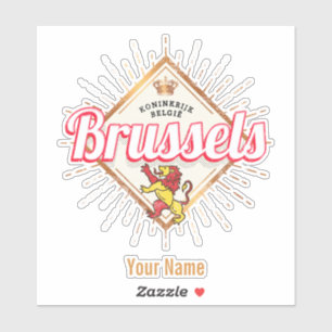 Brüssel Europa Hauptstadt Belgien Retro Lion Vinta Aufkleber
