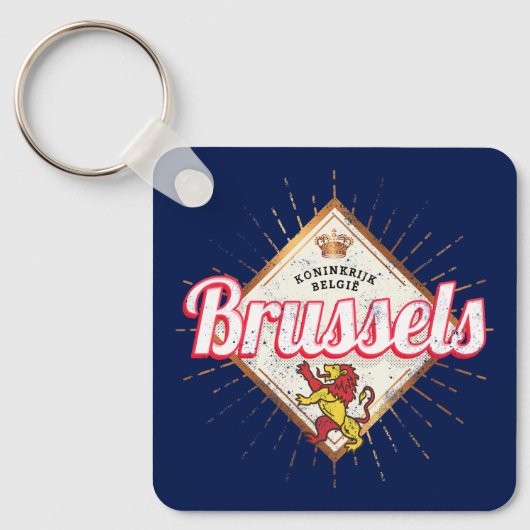Brüssel Europa Hauptstadt Belgien Retro Lion Vinta Schlüsselanhänger (Vorderseite)