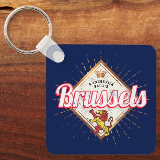 Brüssel Europa Hauptstadt Belgien Retro Lion Vinta Schlüsselanhänger (Vorderseite)