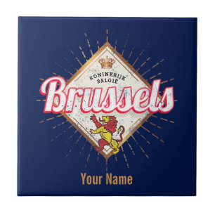 Brüssel Europa Hauptstadt Belgien Retro Löwe Vinta Fliese