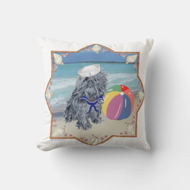 Brüssel Griffon am Beach Throw Kissen (Vorderseite)