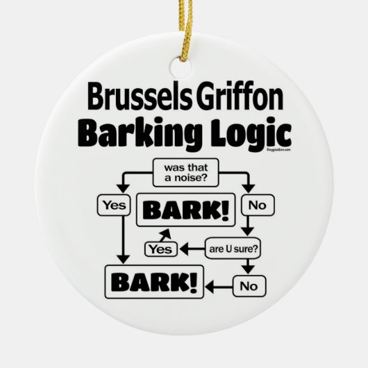Brüssel Griffon Barking Logic Keramik Ornament (Vorne)
