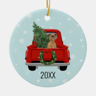 Brüssel Griffon Christmas Red Truck Keramik Ornament