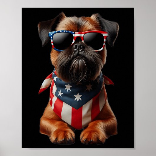 Brüssel Griffon Dog 4. Juli American Independence Poster (Vorne)