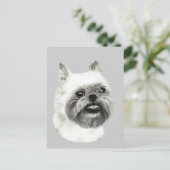 Brüssel Griffon Dog Zeichnend Postkarte (Stehend Vorderseite)