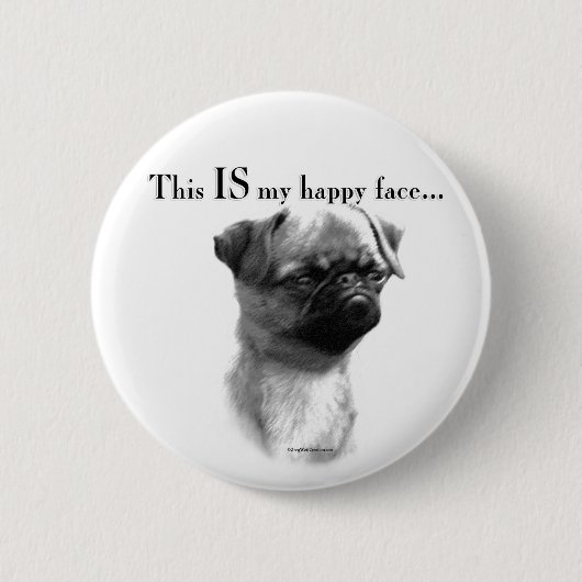 Brüssel Griffon Happy Face Button (Vorderseite)