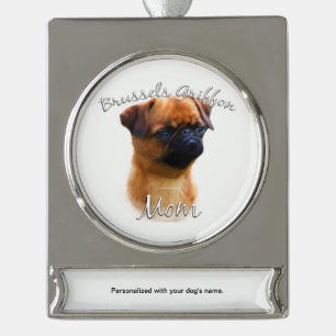 Brüssel Griffon Mama 2 Banner-Ornament Silber