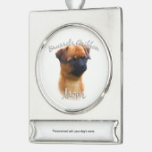 Brüssel Griffon Mama 2 Banner-Ornament Silber (Links)