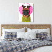Brüssel Griffon mit rosa Earmuffs Leinwanddruck (Insitu (Schlafzimmer))