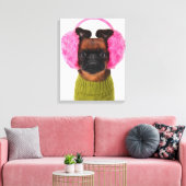 Brüssel Griffon mit rosa Earmuffs Leinwanddruck (Insitu (Wohnzimmer))