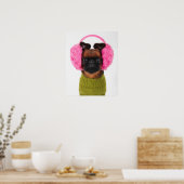 Brüssel Griffon mit rosa Earmuffs Poster (Küche)